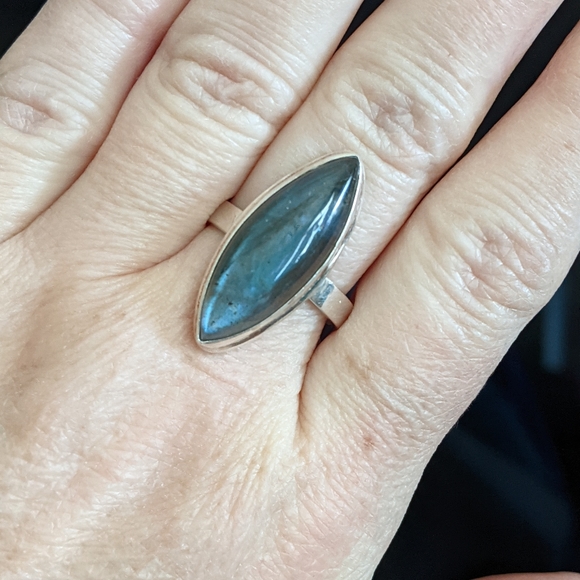 Natural Blue Labradorite, 925 Silver ring, size 10 - Picture 7 of 7